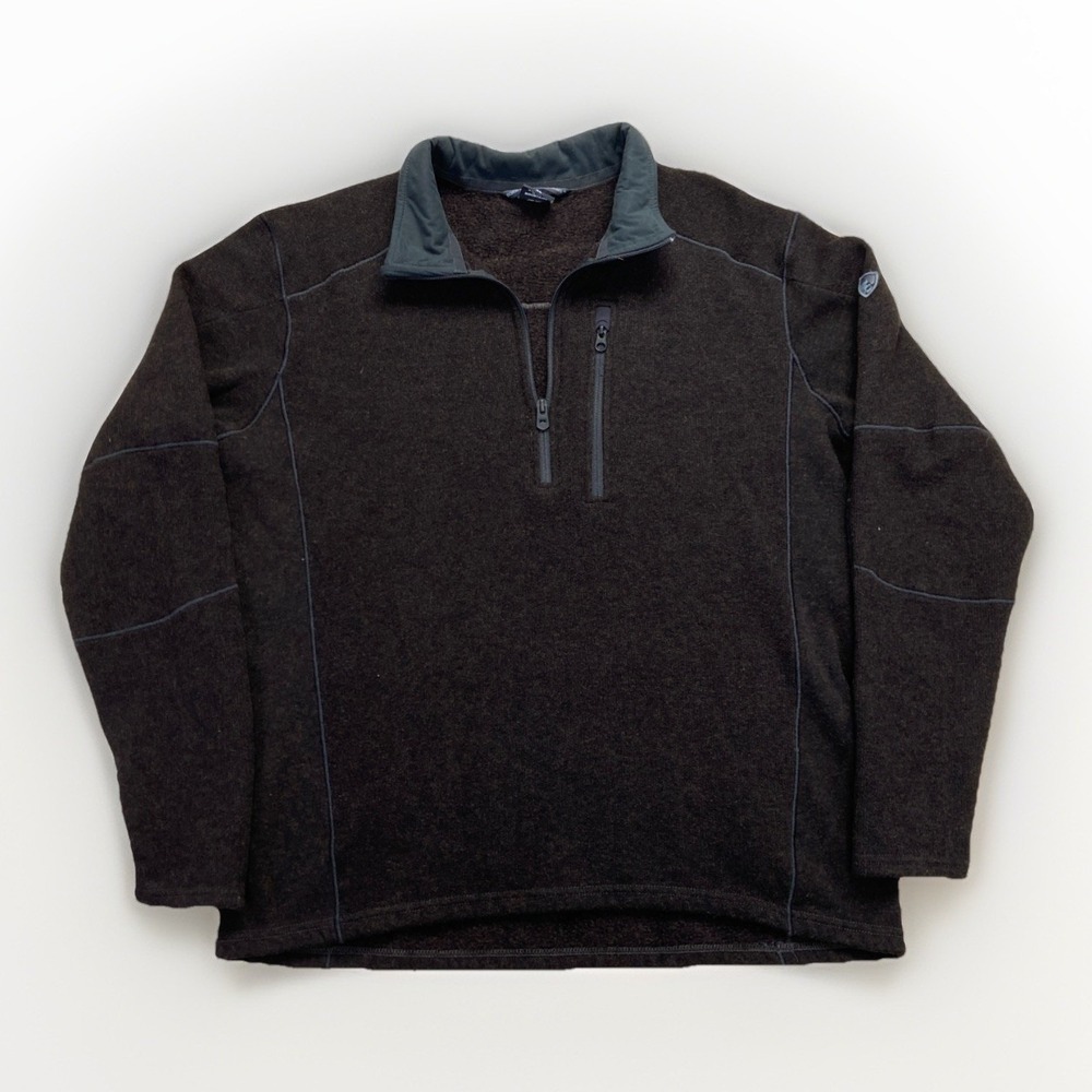 Kuhl‎ Interceptr Sweater Mens XL Brown Pullover 1/4 Zip Fleece Gorpcore